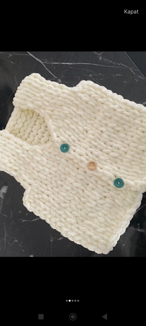 Kız Çocuk Bohem Örgü Beyaz Süveter - Görsel 2