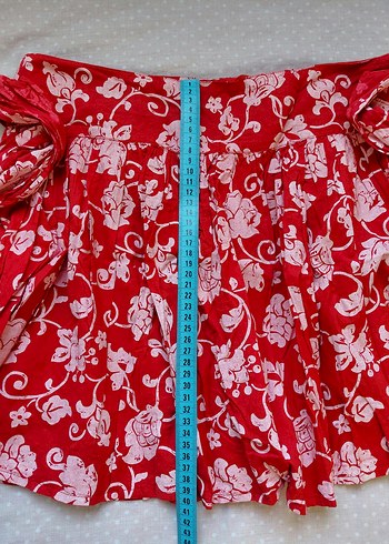 Kırmızı Volanlı Midi Etek - Görsel 2