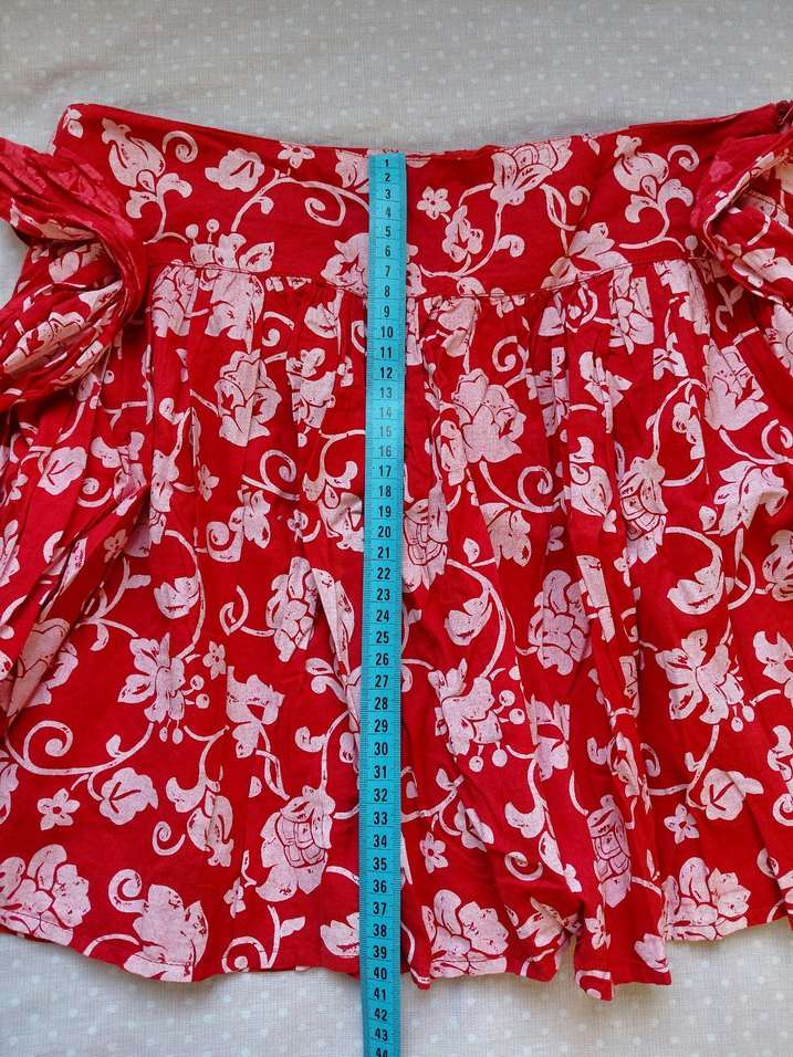 Kırmızı Volanlı Midi Etek - Görsel 2