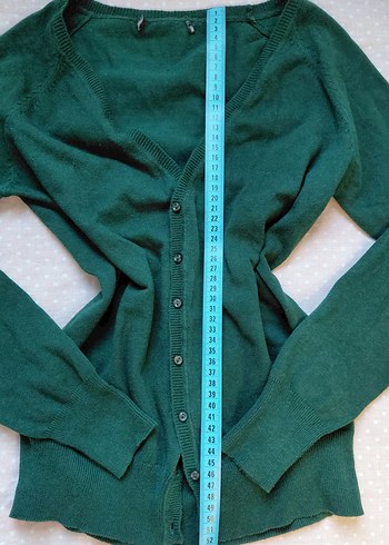 Düğmeli V Yakalı Yeşil Kadın Hırka - Görsel 3