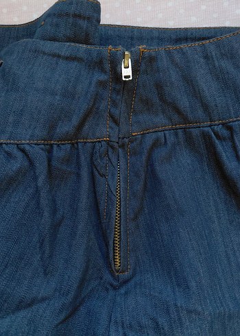 Kadın Mavi Denim Fırfırlı Mini Etek - Görsel 5