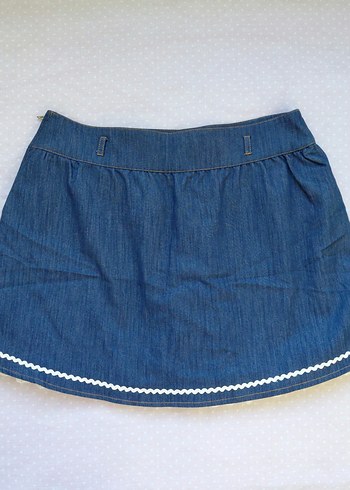 Kadın Mavi Denim Fırfırlı Mini Etek - Görsel 3