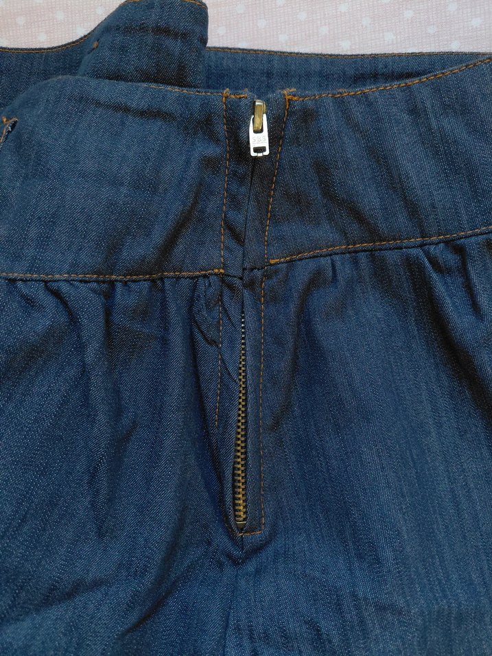 Kadın Mavi Denim Fırfırlı Mini Etek - Görsel 5