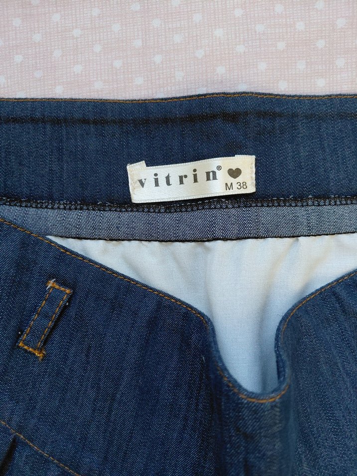 Kadın Mavi Denim Fırfırlı Mini Etek - Görsel 4