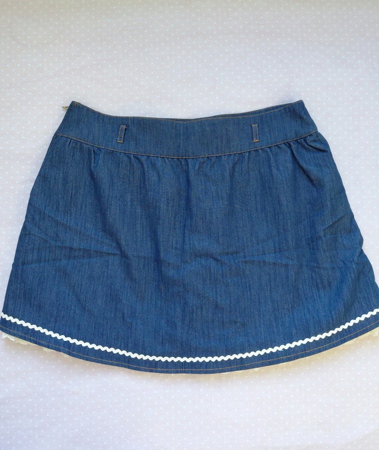 Kadın Mavi Denim Fırfırlı Mini Etek - Görsel 3