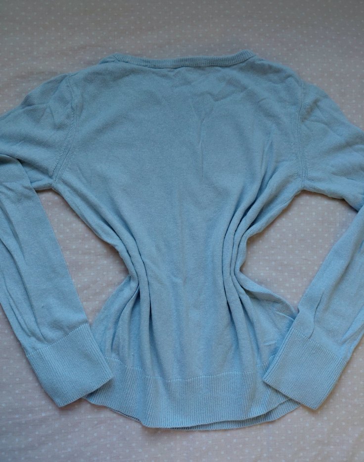 Mavi Triko Uzun Kollu Kadın Kazak - Görsel 4