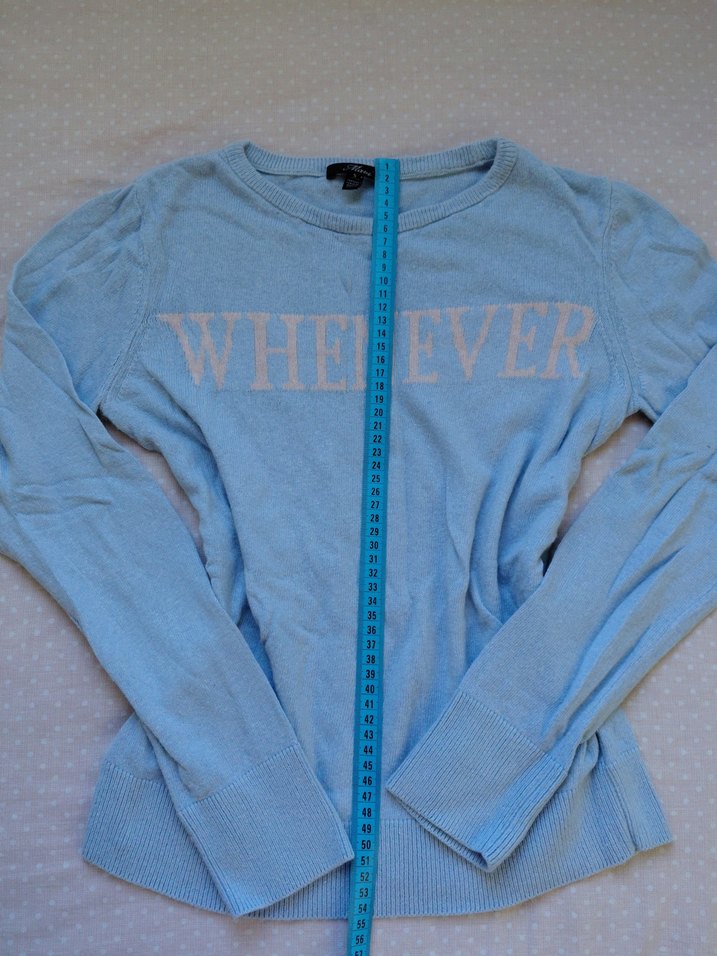 Mavi Triko Uzun Kollu Kadın Kazak - Görsel 2