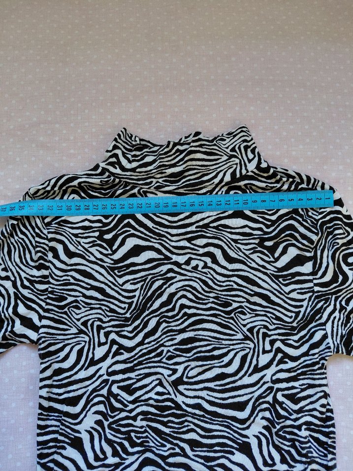 Zebra Desenli, Boğazlı, Uzun Kollu Kadın Bluz - Görsel 2