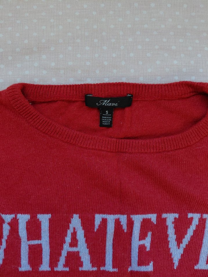 Kırmızı Kadın Triko Kazak Uzun Kollu - Görsel 2