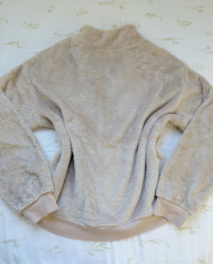 Bej Kadın Peluş Sweatshirt - Görsel 5