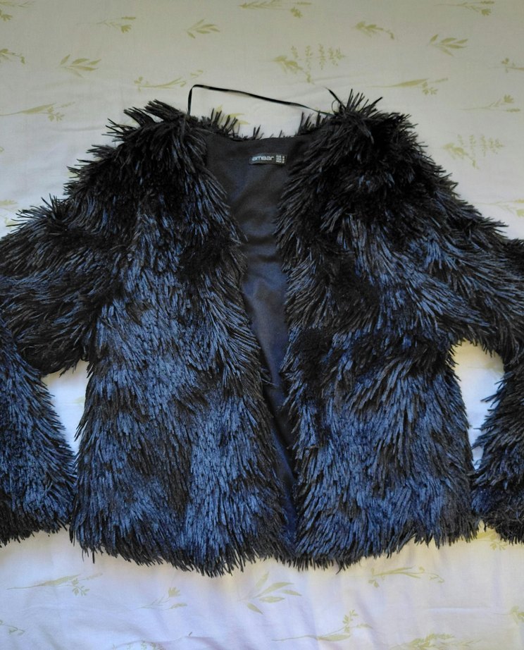 Siyah Kadın Kürk Detaylı Midi Ceket - Görsel 2