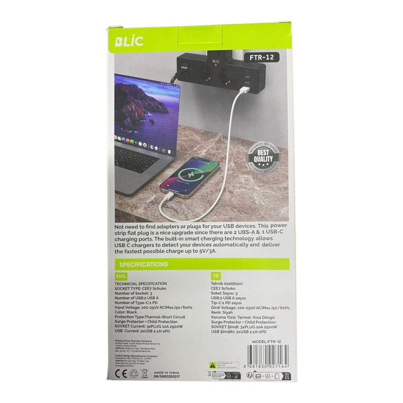 Blic FTR-12 Termal Korumalı Çoklu Priz - Görsel 2