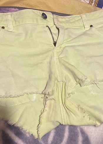 Sarı Midi Keten Kadın Şort - Görsel 2