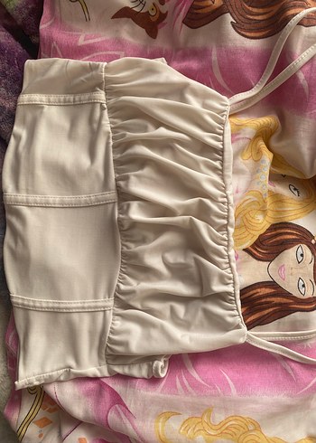 Beyaz İpek Görünümlü Saten Bustiyer / İnce Askılı Şık Bluz - Görsel 2