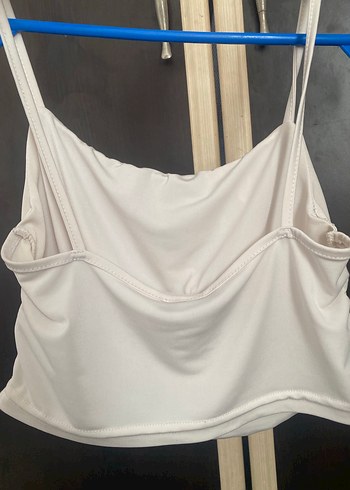 Beyaz İpek Görünümlü Saten Bustiyer / İnce Askılı Şık Bluz - Görsel 3