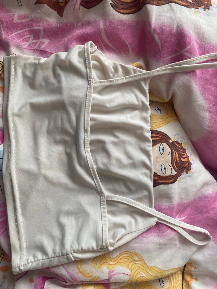 Beyaz İpek Görünümlü Saten Bustiyer / İnce Askılı Şık Bluz - Görsel 5