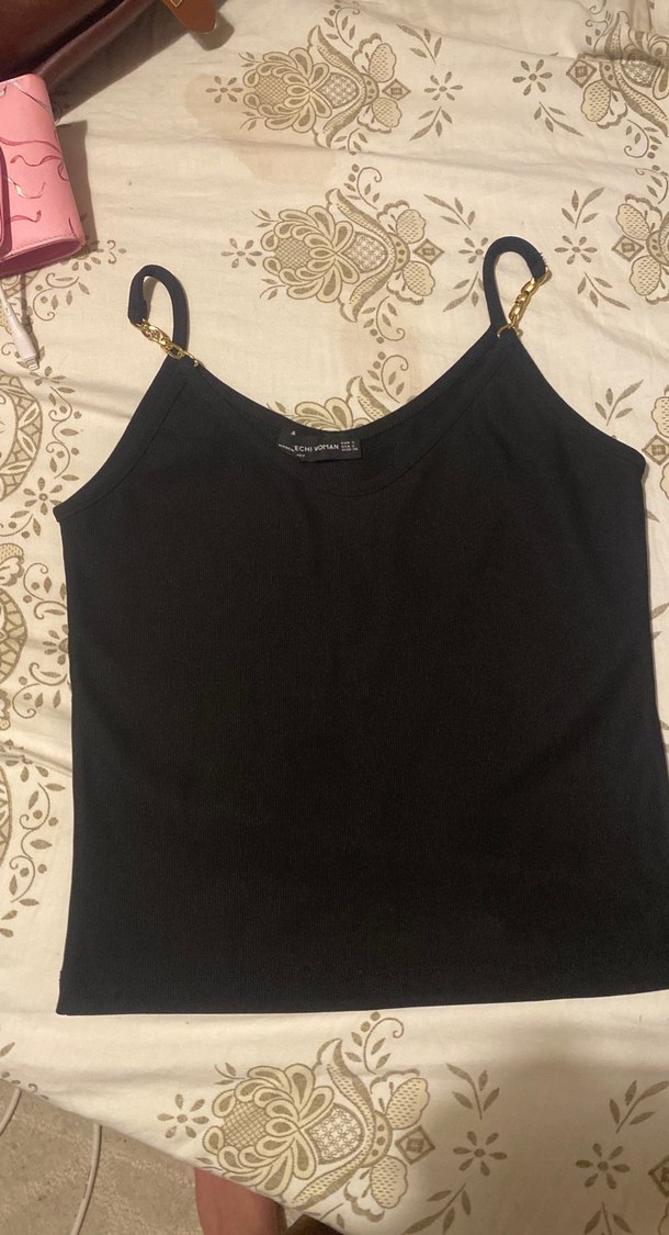 Siyah Halter Yaka Mini Saten Atlet - Görsel 2