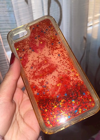 Kırmızı Parlak Simli Telefon Kılıfı - Görsel 2