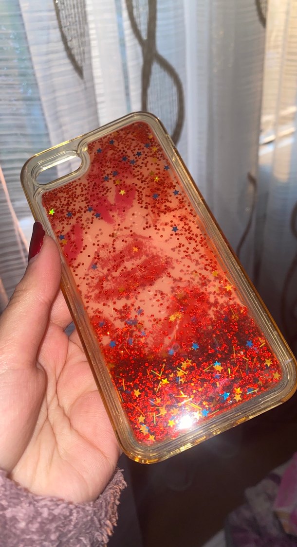 Kırmızı Parlak Simli Telefon Kılıfı - Görsel 2