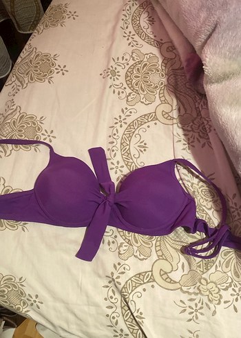 Mor Drapeli İnce Askılı Bikini Üstü - Görsel 2