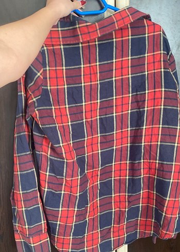 Kadın Kırmızı Ekose Düğmeli Gömlek - Görsel 3