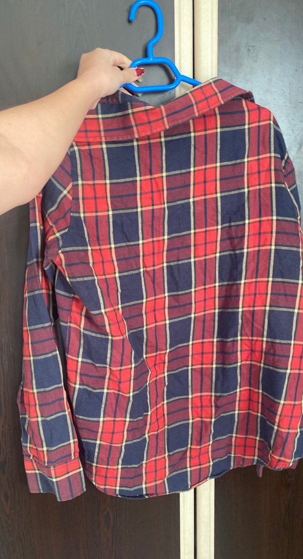 Kadın Kırmızı Ekose Düğmeli Gömlek - Görsel 3