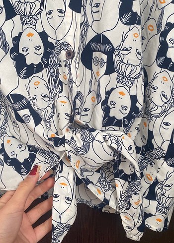 Desenli Pamuklu Uzun Kollu Kadın Gömlek - Görsel 3