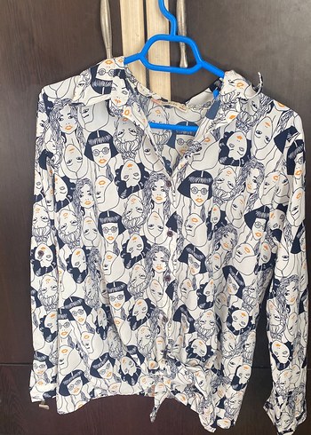 Desenli Pamuklu Uzun Kollu Kadın Gömlek - Görsel 2