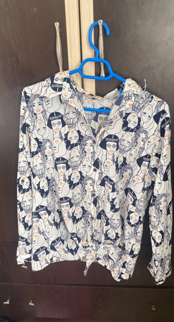 Desenli Pamuklu Uzun Kollu Kadın Gömlek - Görsel 2