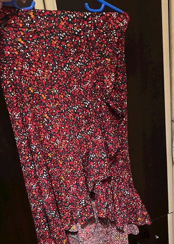 Bordo Drapeli Bohem Midi Etek - Görsel 3