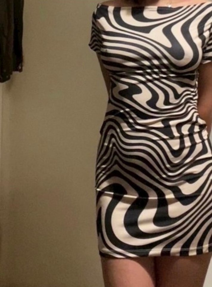 Zebra Desenli Mini Drapeli Kadın Elbise - Görsel 5