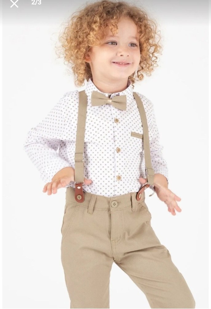 Bej Pamuklu Çocuk Askısı ve Kemer - Görsel 2