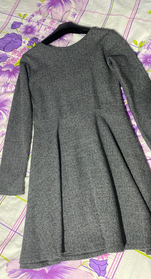 Gri renk Uzun Kollu Kadın Triko Elbise - Görsel 2