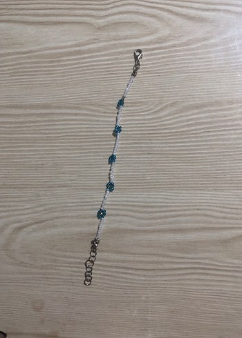 Turkuaz Çiçekli Boncuklu Kadın Bileklik - Görsel 2