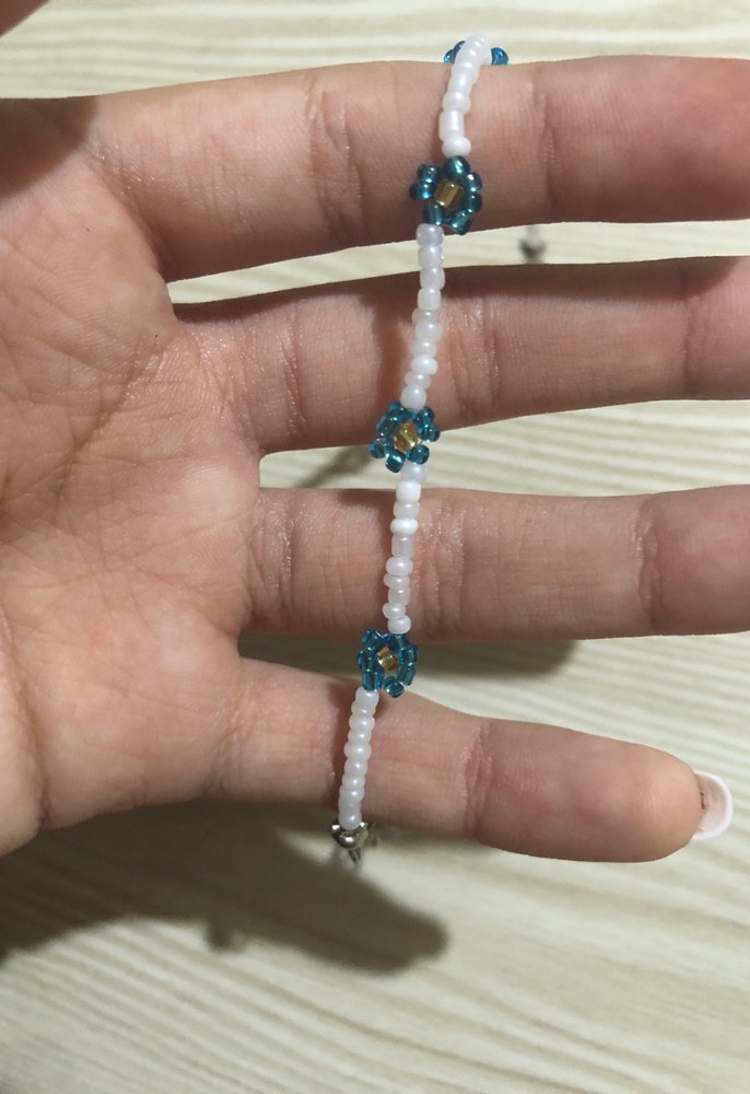 Turkuaz Çiçekli Boncuklu Kadın Bileklik - Görsel 3