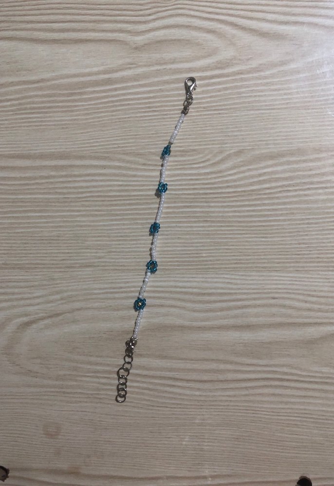 Turkuaz Çiçekli Boncuklu Kadın Bileklik - Görsel 2