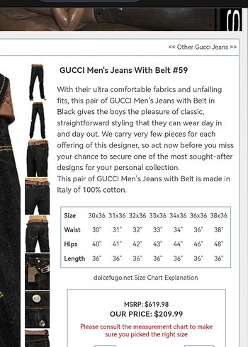 Erkek Siyah Kemerli Gucci Jeans 59 - Görsel 8