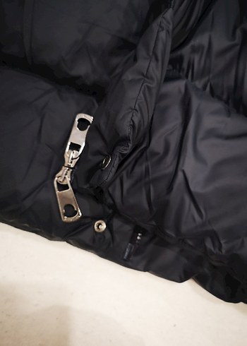 Düğmeli fermuarlı lacivert Uzun Kış Montu - Görsel 8