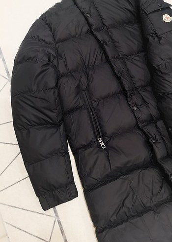 Düğmeli fermuarlı lacivert Uzun Kış Montu - Görsel 10