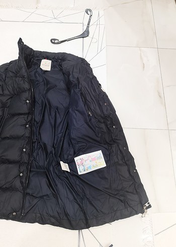 Düğmeli fermuarlı lacivert Uzun Kış Montu - Görsel 7