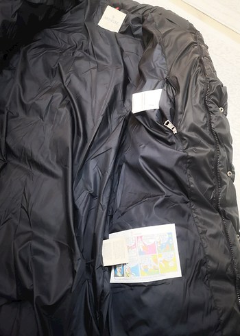 Düğmeli fermuarlı lacivert Uzun Kış Montu - Görsel 4