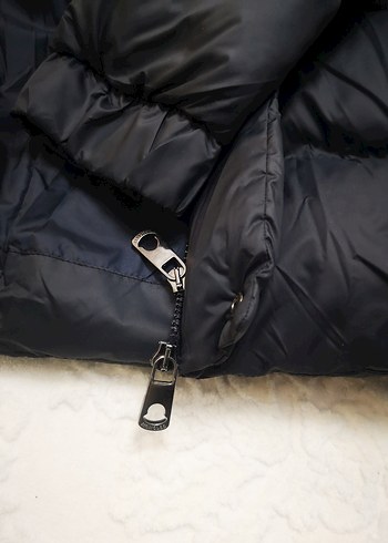 Düğmeli fermuarlı lacivert Uzun Kış Montu - Görsel 5