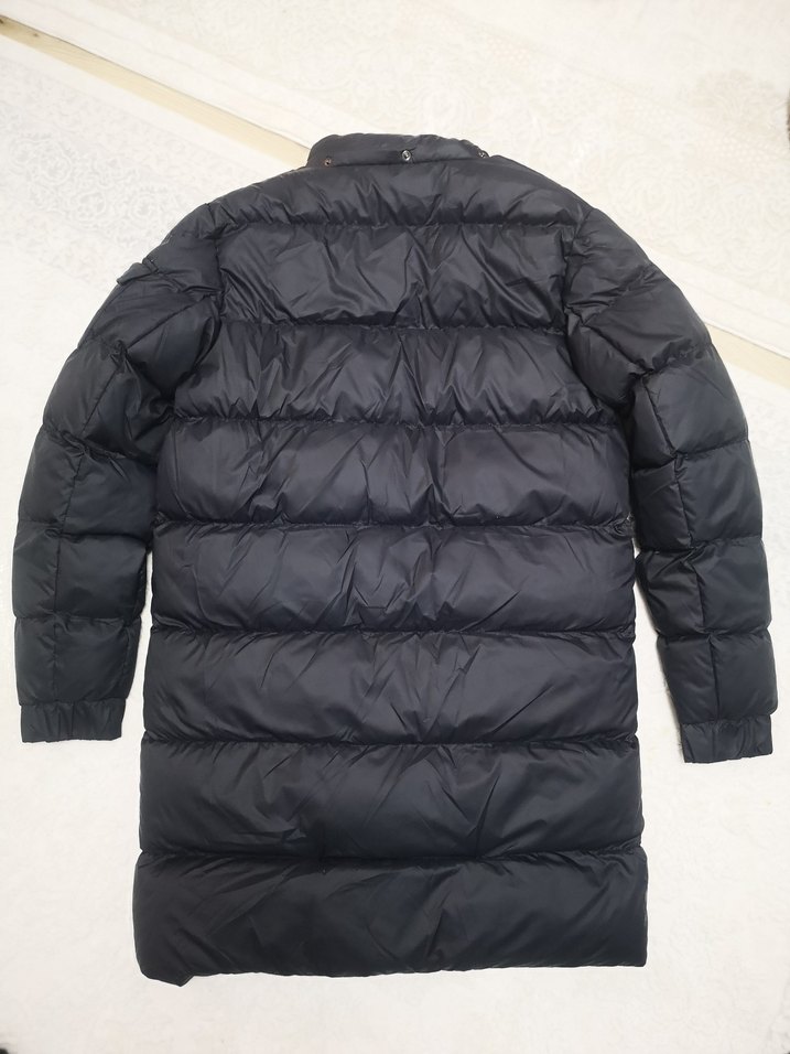 Düğmeli fermuarlı lacivert Uzun Kış Montu - Görsel 2