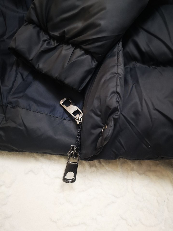 Düğmeli fermuarlı lacivert Uzun Kış Montu - Görsel 5