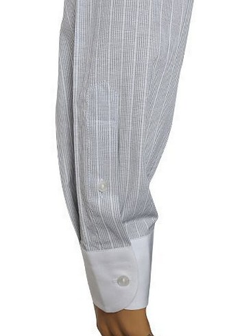 DG Erkek Gri beyaz çizgili Uzun Kollu Gömlek - Görsel 7