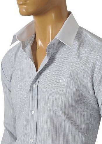 DG Erkek Gri beyaz çizgili Uzun Kollu Gömlek - Görsel 4