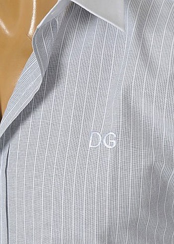 DG Erkek Gri beyaz çizgili Uzun Kollu Gömlek - Görsel 5