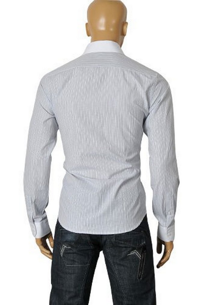 DG Erkek Gri beyaz çizgili Uzun Kollu Gömlek - Görsel 3