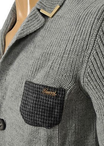 Gucci Gri Örgü Erkek Triko Ceket - Görsel 4