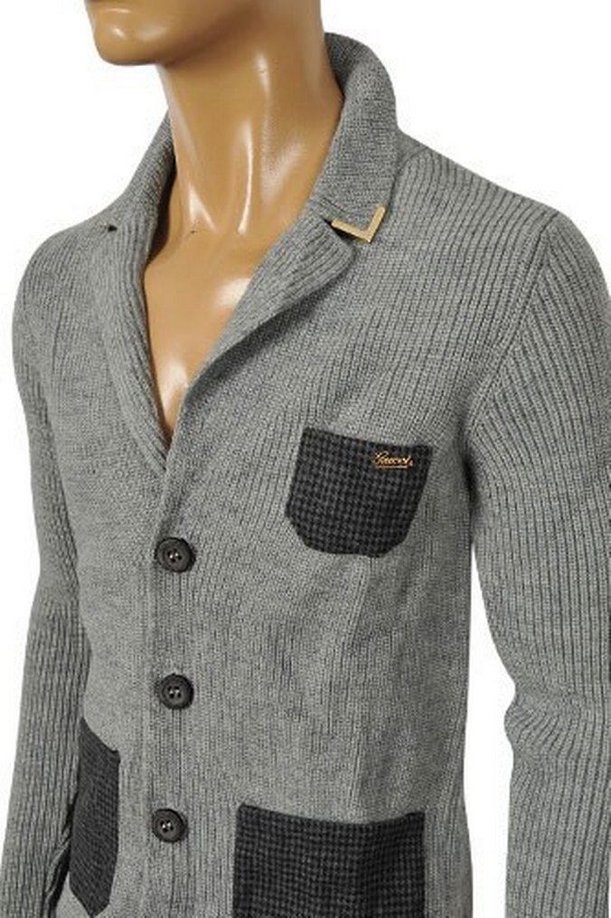 Gucci Gri Örgü Erkek Triko Ceket - Görsel 5